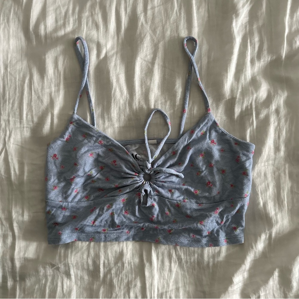 Pacsun floral blue periwinkle color crop top